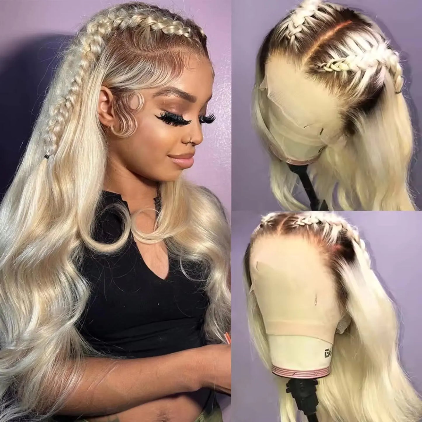 SOSEXY 13x4 Ombre Blonde Human Hair Lace Front Wigs Pre Plucked 1B/613 Ombre Lace Front Wig Human Hair 150% Density Colored Glueless Wigs Human Hair 28 Inch