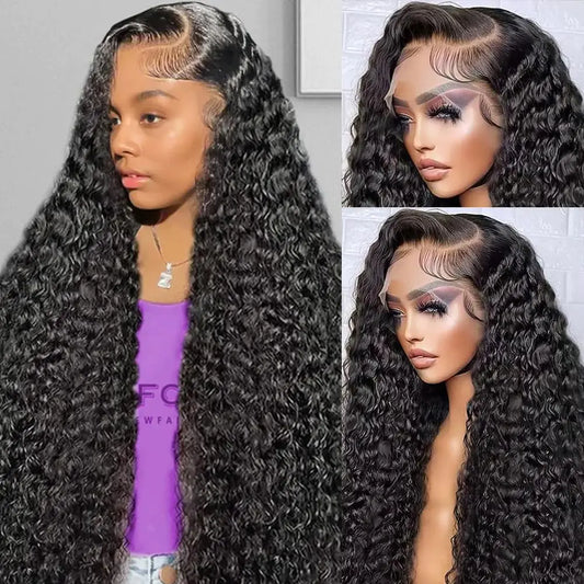 Lala Hair 30 Inch Deep Wave Lace Front Wigs Human Hair Pre Plucked 13x6 250 Density HD Lace Frontal Human Hair Wigs Curly Lace Front Wig Human Hair Natural Black Deep Wave Wig Glueless Wigs