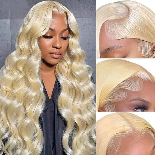 13x6 Lace Front Wig Human Hair 200% Density Blonde Lace Front Wigs Human Hair 26 Inch Body Wave 613 HD Lace Frontal Wig for Women Pre Plucked with Baby Hair