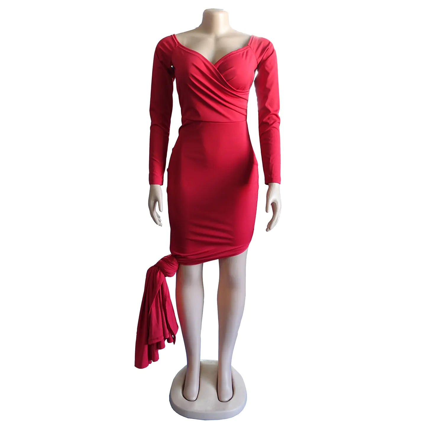 Sexy V-Neck Long Sleeve Dress with High Slit