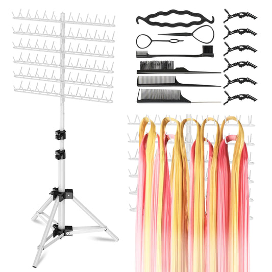 OFUSUY 144 Pegs Braiding Hair Rack Height Adjustable Braiding Hairstand 2-sides Hair Rack for Braiding Hair Braiding Rack Stand for hair with Stylist Hair Braiding Tools
