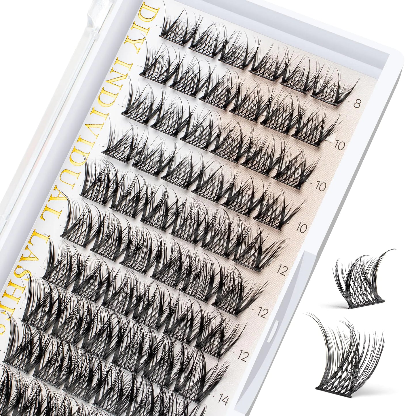 Lala Hair Lash Clusters 72 Pcs D Curl Eyelash Clusters Super Fluffy Lightweight Individual Lashes 8-16MM Cluster Eyelash Extensions Soft Comfortable Wispy Natural Lashes DIY At Home(MermaidFD34)