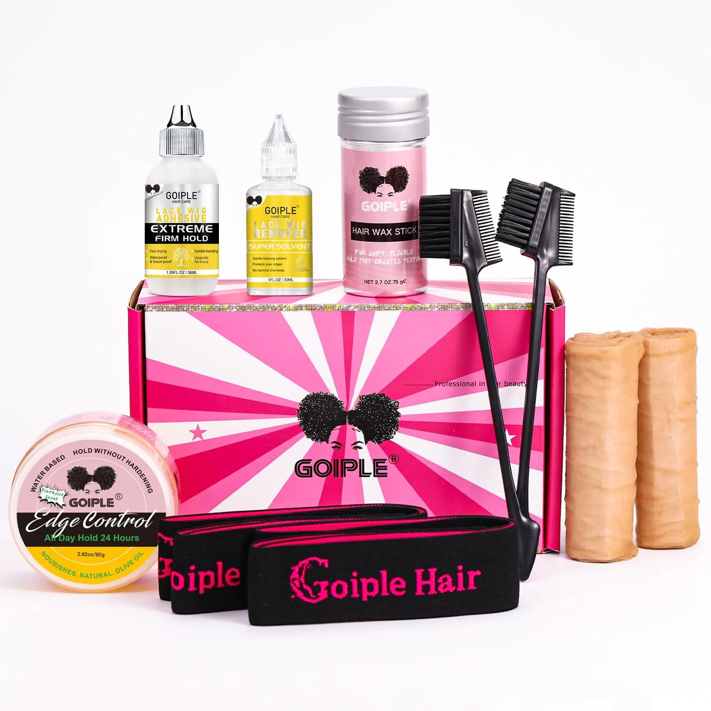 Wig Glue for Lace Front Wigs Lace Glue for Wig Strong Hold Lace Glue for Lace Front Wig Lace Adhesive Hair Replacement with Remover Wig Band Hair Wax Stick Edge Control Wig Installation Kit(10pcs)