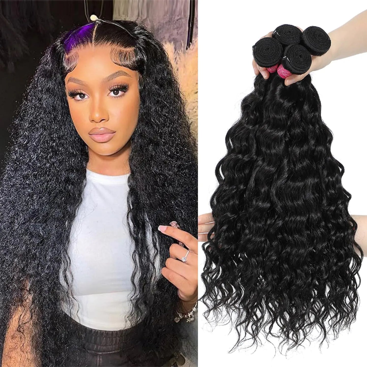 Deep Wave Bundles Human Hair 16 18 20 22 Inch Burmese Curly Bundles Human Hair Bundles 100% Unprocessed Virgin Hair Natural Wave 4 Bundles Human Hair Quick Weave Bundles Human Hair