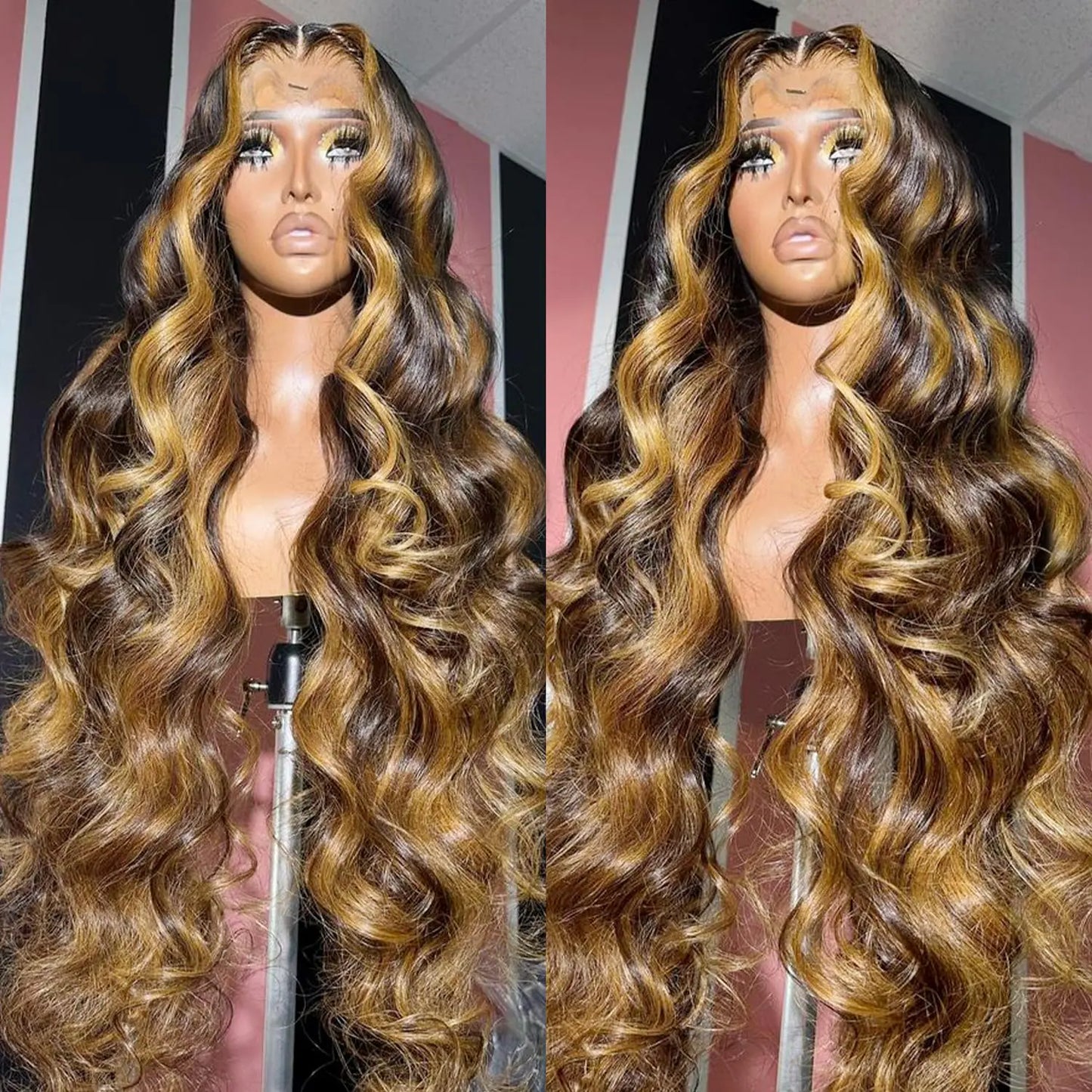 Lala Hair 200% Density 13X6 Honey Blonde Lace Front Wigs Human Hair Pre Plucked 13X6 Ombre Lace Front Wig Human Hair Body Wave Lace Front Wigs Human Hair Brazilain Virgin Glueless Wigs Human Hair Pre Plucked