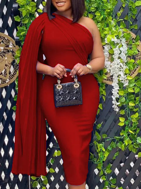 Elegant One Shoulder Plus Size Party Dress for Women