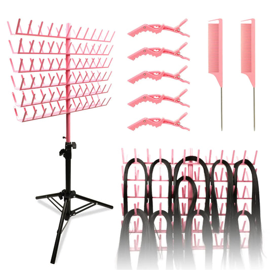 CamRebel Braiding Hair Rack with 144 Pegs and Tools Height Adjustable Braiding Rack Braiding Stand with Hair Braiding Tools Easy to Carry Braid Rack for Hair Salon Home Traveling