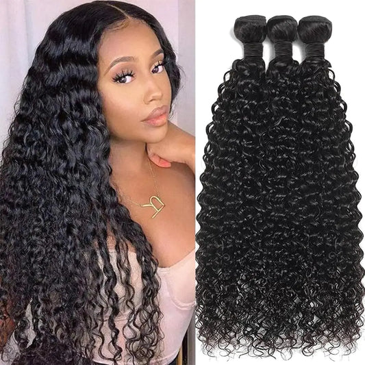 ZHENLISI Water Wave Human Hair Bundle 10A Unprocessed Virgin Hair 14 16 18 inch Water Wave 3 Bundles Human Hair Brazilian Hair Weft Natural Color