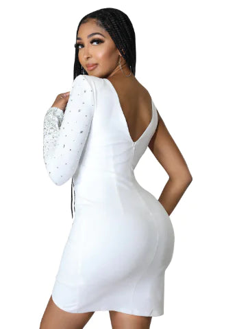 Rhinestone One-Shoulder Dress for Women