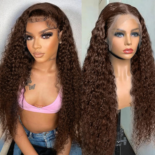 Lala Hair 26 Inch Brown Wig Human Hair Pre Plucked 13x6 Chocolate Brown Deep Wave Lace Front Wigs Human Hair 200 Density HD Lace Frontal Brown Curly Wigs For Women Wet and Wavy Glueless Wigs Human Hair