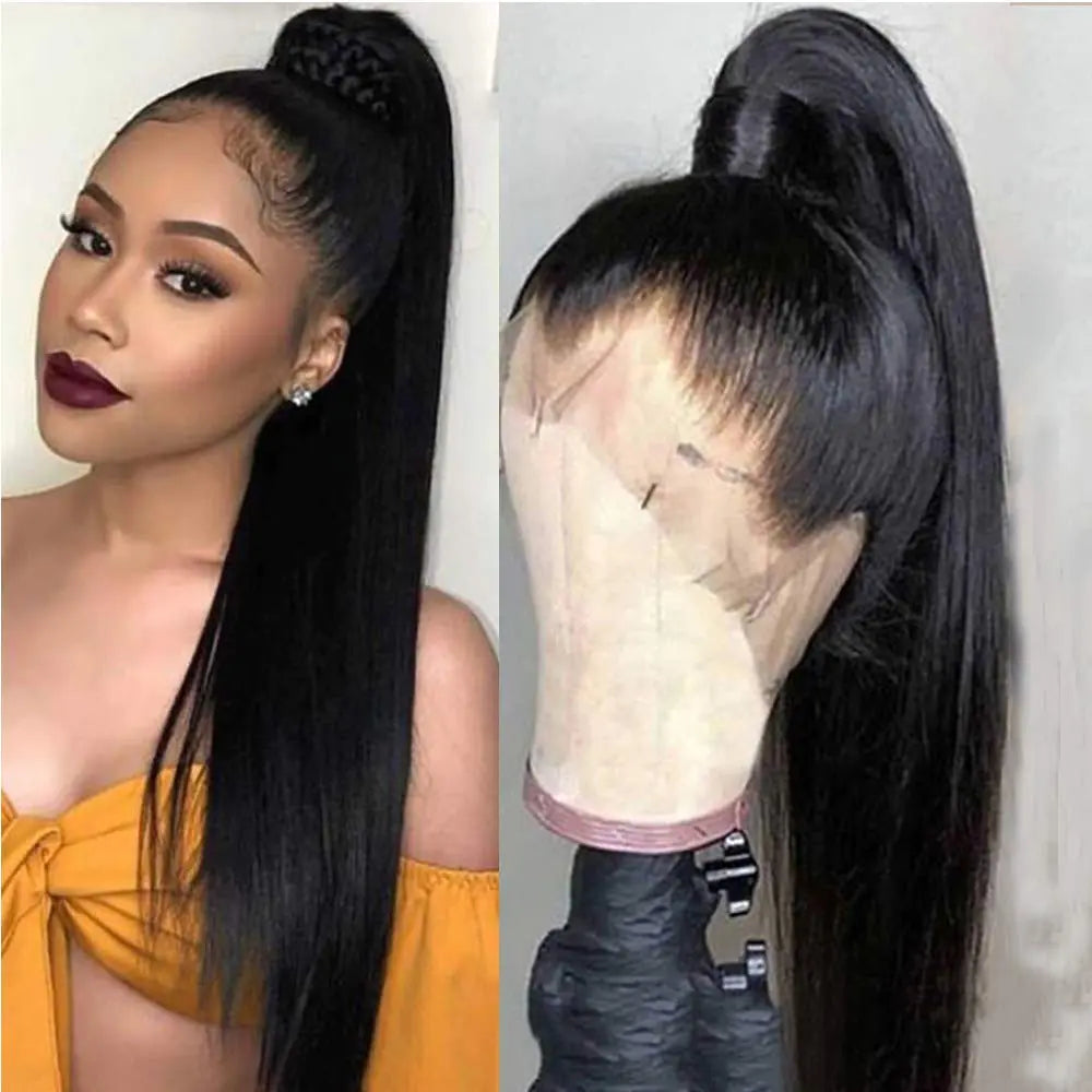 360 Straight Lace Front Wigs Human Hair HD Transparant Full Lace Human Hair Wigs For Women 200 Density Wigs Human Hair Pre Plucked With Baby Hair 12A Brazilian Virgin Hair Natural Color 26inch