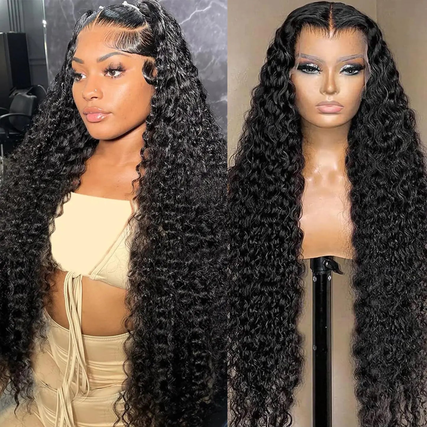 Lala Hair 32 Inch Deep Wave Lace Front Wigs Human Hair 180% Density HD 13x6 Deep Wave Wig for Women Glueless Deep Curly Lace Front Wigs Human Hair Pre Plucked Human Hair Deep Wave Wigs With Baby Hair